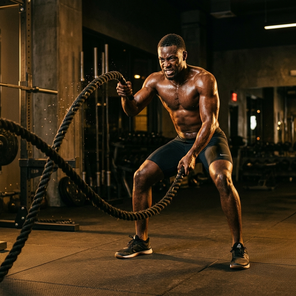 Treino intenso na academia